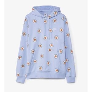 Nike French Terry Pullover Hoodie light blue daisy pattern Size Small